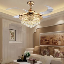 Ventilador Lustre Retrátil Led Cristal Controle Remoto - 5