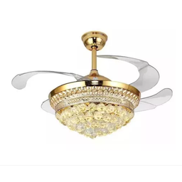 Ventilador Lustre Retrátil Led Cristal Controle Remoto - 1