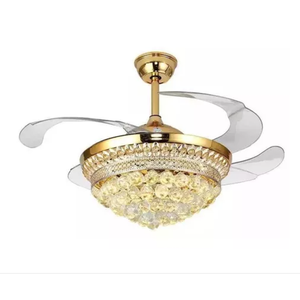 Ventilador Lustre Retrátil Led Cristal Controle Remoto