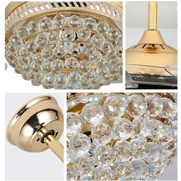 Ventilador Lustre Retrátil Led Cristal Controle Remoto - 4