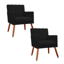 Ver imagem 1 de Conjunto 2 Poltronas Decorativa para Quarto Closet Clínica Cecília Suede Preto - Incasa Decor