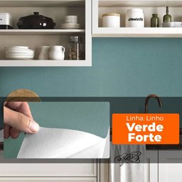 Papel de Parede Adesivo Lavavel Texturizado Linho Verde Forte 5m Open Star 32974 - 4