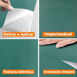Papel de Parede Adesivo Lavavel Texturizado Linho Verde Forte 500x60cm - 12