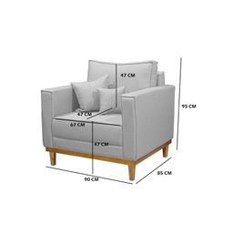 Kit Sofá 3 Lugares E 2 Poltronas Beny - Linho Cinza - 7