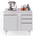 Ver imagem 3 de Balcão de Cozinha Lavanderia com Tampo 02 Gavetas Bia 100 cm - D’Rossi Branco