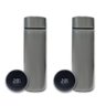 Kit 2 Garrafa Térmica Aço Inox Termômetro Digital Led 500ml Cinza - 1