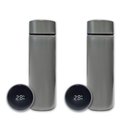Ver imagem 1 de Kit 2 Garrafa Térmica Aço Inox Termômetro Digital Led 500ml Cinza