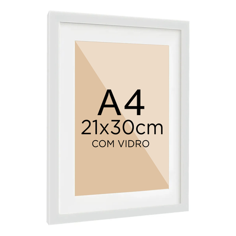 Moldura Quadro Caixa 3cm A4 21x30cm com Vidro e Paspatur