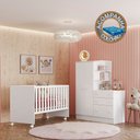 Ver imagem 1 de Quarto de Bebê Doce Sonho com Roupeiro + Berço Branco Qmovi + Colchão Physical