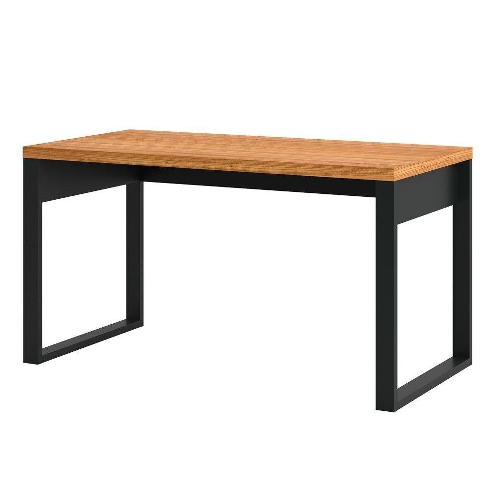 Mesa Escritório Estilo Industrial F20 Freijó/Preto Fosco