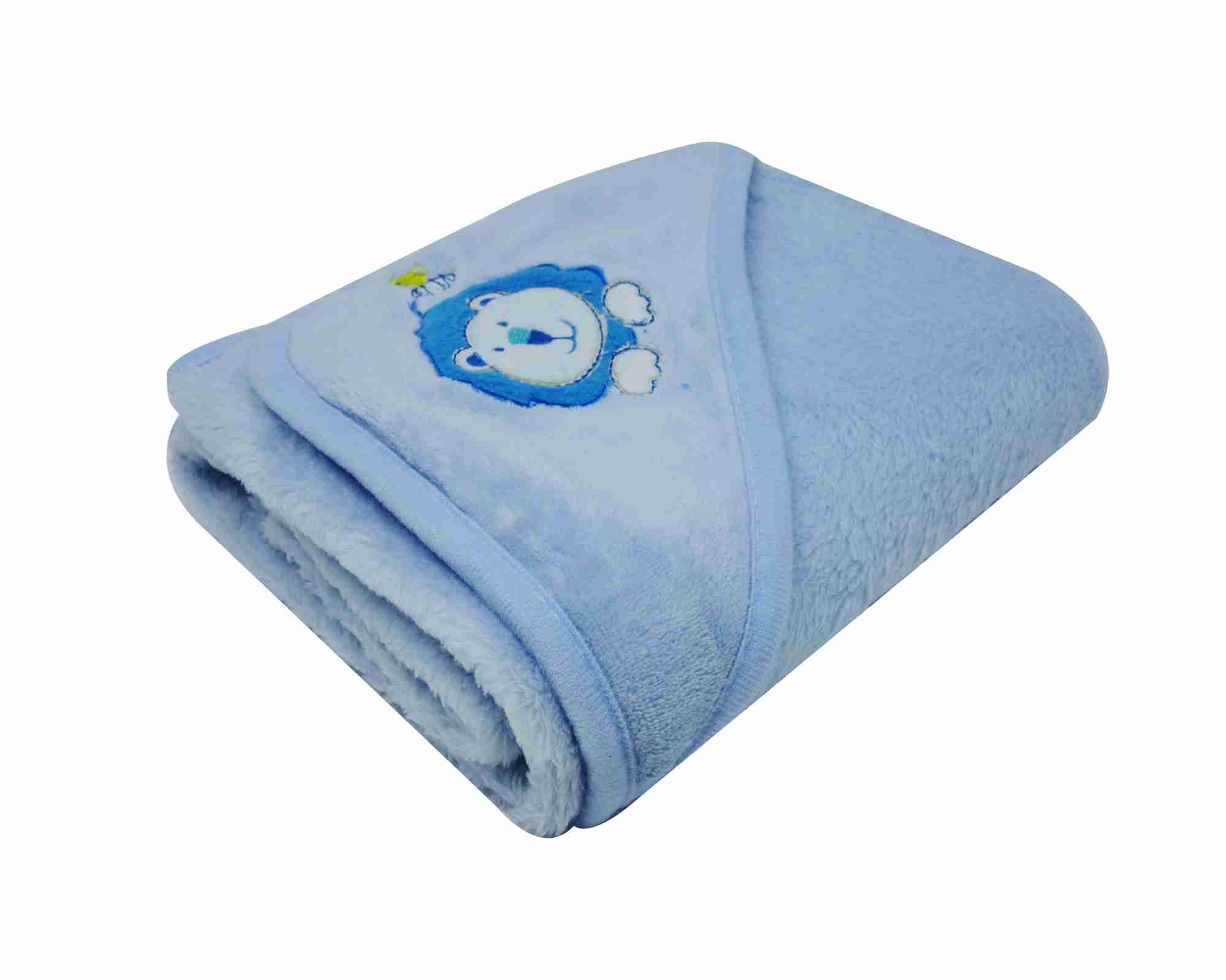 Cobertor Infantil Bordado C/ Capuz Azul Estampa Sortida Niazitex - 2