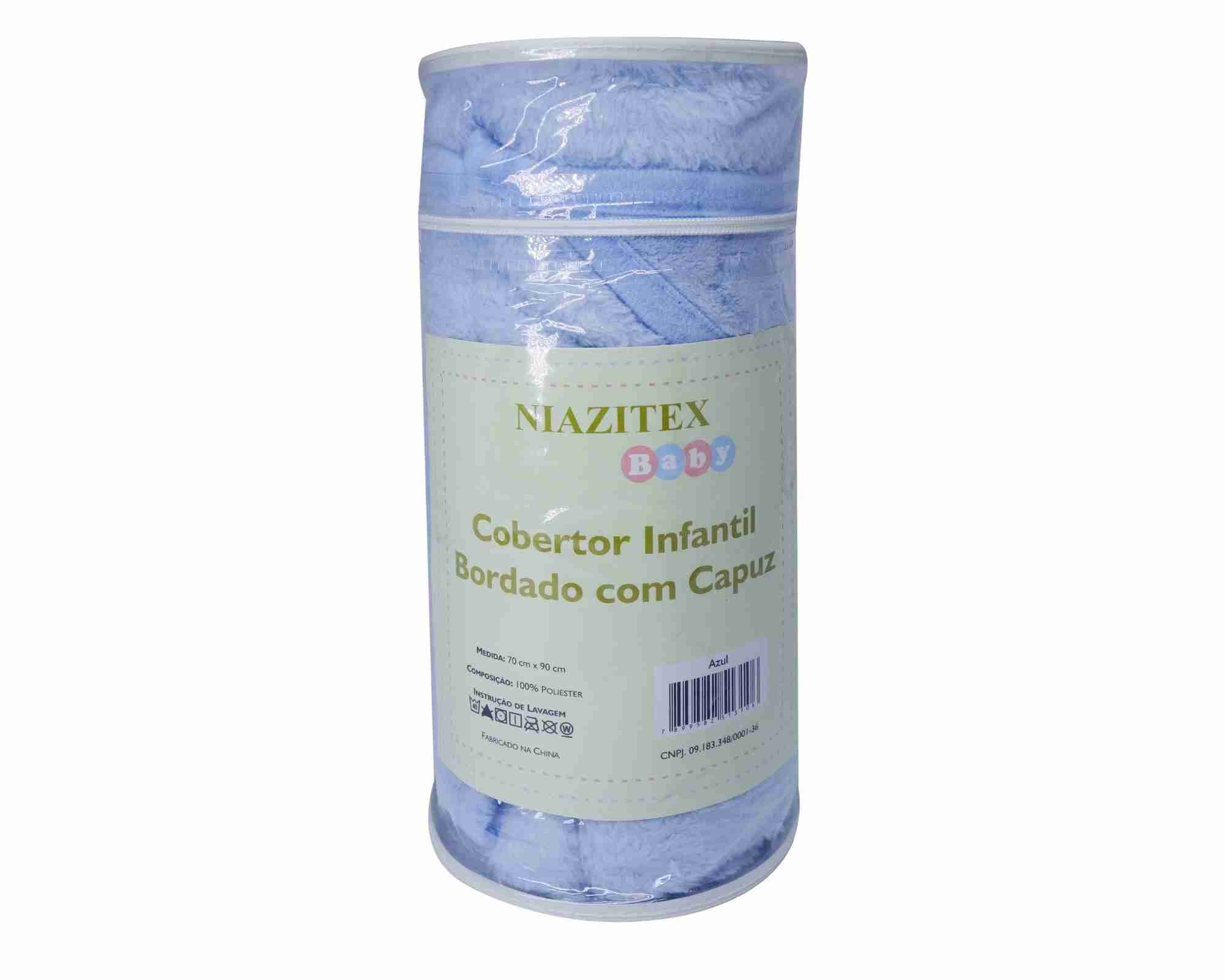 Cobertor Infantil Bordado C/ Capuz Azul Estampa Sortida Niazitex - 3
