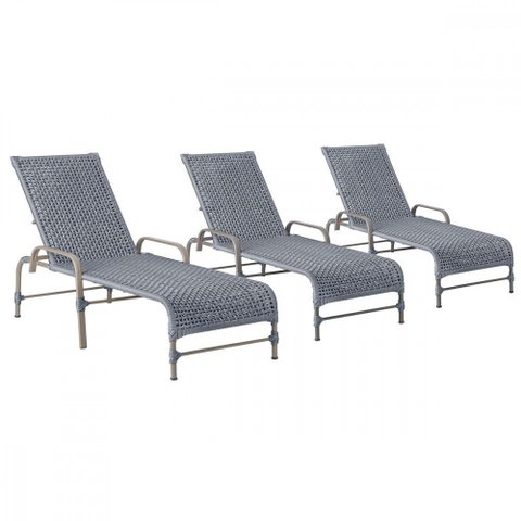 3 Espreguiçadeiras Reclinavel Catar Fendi Corda Nautica Trama Original
