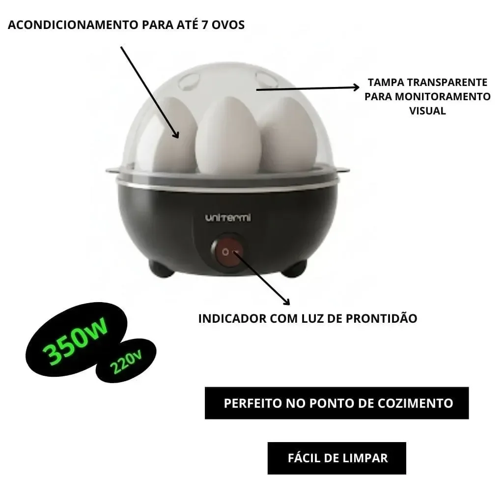 Cozedor de Ovos Portátil Elétrico a Vapor para até 7 Ovos - 3