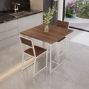 Ver imagem 1 de Conjunto Mesa de Jantar Quadrada Imbuia 2 Cadeiras Estofado Riviera Industrial Don Castro Dec