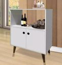 Ver imagem 1 de Aparador Canadá Buffet 2 Portas e 1 Nicho Vazado Branco Estilo Retrô