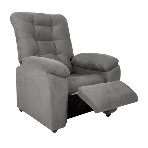 Poltrona do Papai Space 88cm Reclinável Manual Suede Cinza - Sallar Home