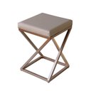 Ver imagem 1 de Banquinho Zênite - Metalon Cobre - Assento Estofado Pérola - 47cm