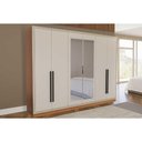 Ver imagem 1 de Guarda Roupa 6 Portas (2 C/ Espelho) e 4 Gavetas Valência Freijo/creme - Politorno