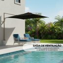 Ver imagem 3 de Ombrelone Parede Lateral 2.0m Guarda Sol Piscina Jardim Preto Importway Iwcj007 Pt