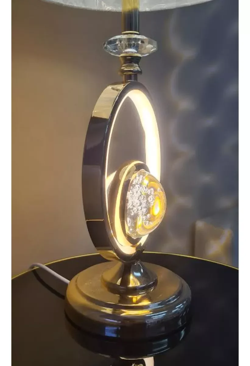 Ver imagem 5 de Abajur Luminária Quarto Sala Rosé Gold Globo Cristal 59x30