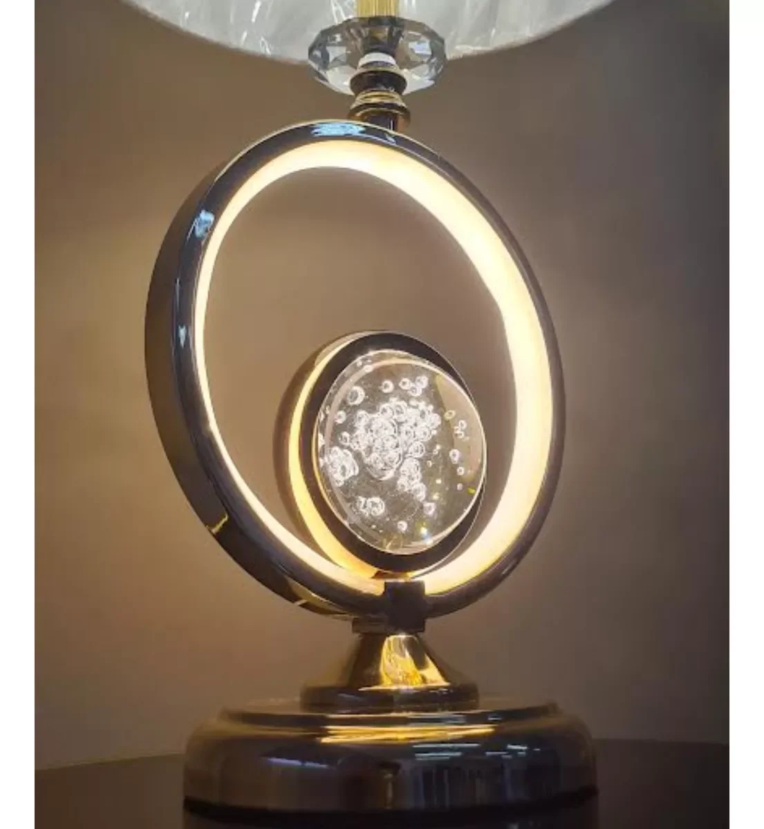 Ver imagem 2 de Abajur Luminária Quarto Sala Rosé Gold Globo Cristal 59x30