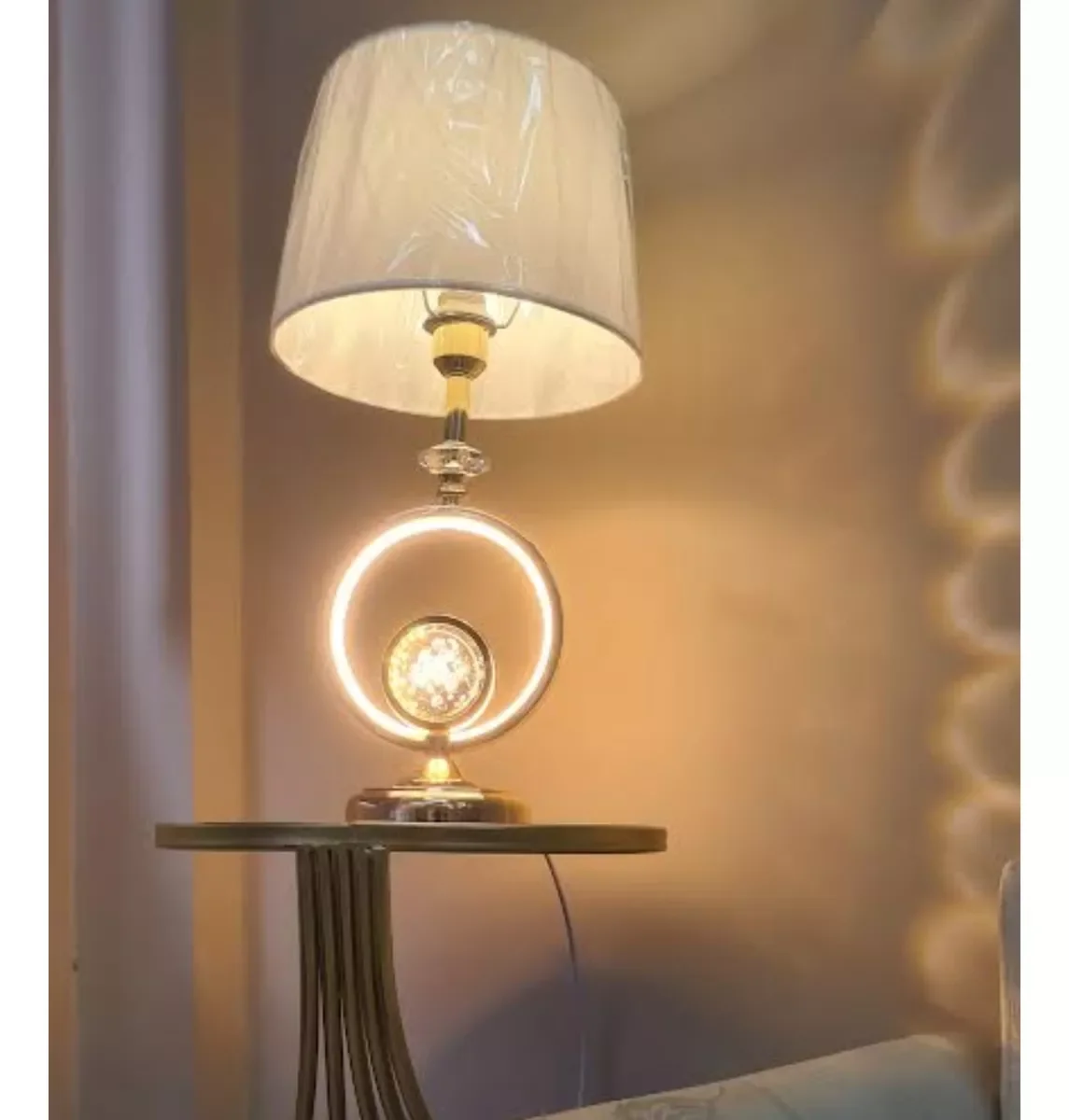 Ver imagem 4 de Abajur Luminária Quarto Sala Rosé Gold Globo Cristal 59x30