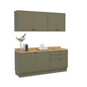 Ver imagem 3 de Cozinha Compacta Modulada 6 Portas 3 Gavetas 100% MDF 2 Tampos Sevilha Verde/Hill