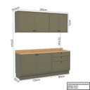 Ver imagem 4 de Cozinha Compacta Modulada 6 Portas 3 Gavetas 100% MDF 2 Tampos Sevilha Verde/Hill