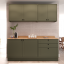 Ver imagem 2 de Cozinha Compacta Modulada 6 Portas 3 Gavetas 100% MDF 2 Tampos Sevilha Verde/Hill