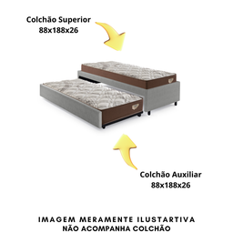 Bicama Box para Dois Colchões Solteiro 88x188 Corino Linho - 7