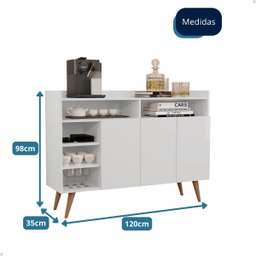 Buffet Aparador Cantinho do Café 3 Portas - Mod.2026 Cor:branco - 7 Buffet Aparador Cantinho do Café 3 Portas - Mod.2026 Cor:branco - 7