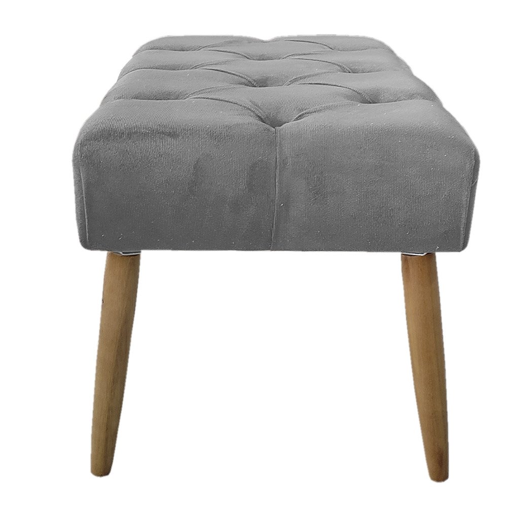 Banco Estofado Jade 80cm Suede Cinza - Majú Decor - 3