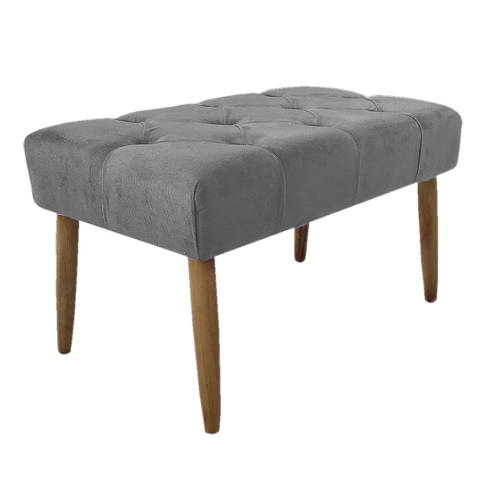 Banco Estofado Jade 80cm Suede Cinza - Majú Decor - 2