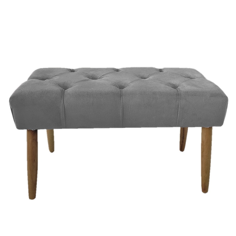 Banco Estofado Jade 80cm Suede Cinza - Majú Decor - 1