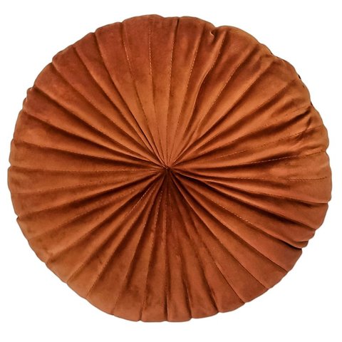 Almofada Redonda Veludo Rendy Terracota