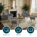 Ver imagem 5 de Kit 2 Poltronas Decorativa e 2 Puffs para Sala Recepção Manicure Consultório Quarto Alice Suede