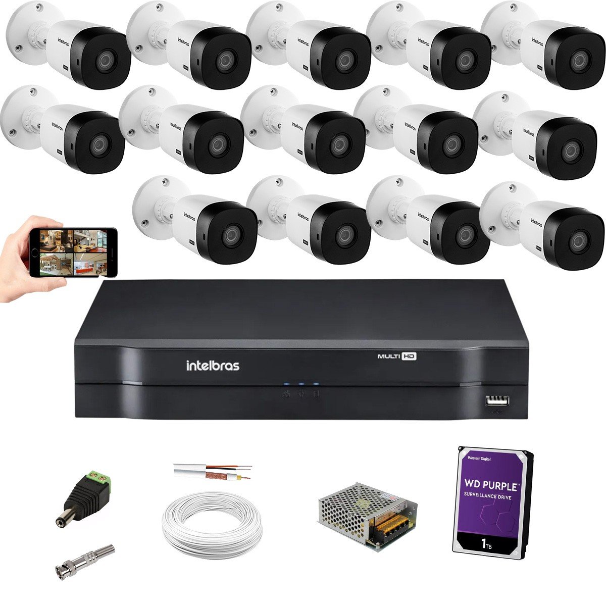 Kit CfTV Intelbras CfTV Cam B HD DVR Mhdx Tb MadeiraMadeira