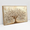 Ver imagem 2 de Quadro Decorativo Árvore da Vida Folhas Delicadas Flores Brancas Sala Quarto Casa Escritório