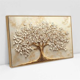 Quadro Decorativo Árvore da Vida Folhas Delicadas Flores Brancas Sala Quarto Casa Escritório - 2