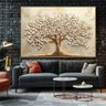 Quadro Decorativo Árvore da Vida Folhas Delicadas Flores Brancas Sala Quarto Casa Escritório - 1