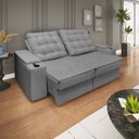 Ver imagem 2 de Sofá 2,30m Retrátil e Reclinável com Usb – Grande, Confortável e Moderno para Sala de Estar:cinza Gr