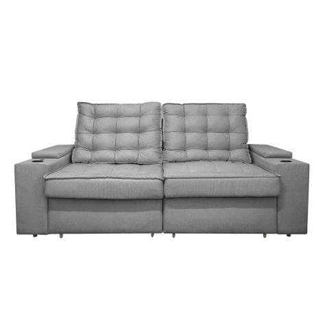 Sofá 2,30m Retrátil e Reclinável com Usb – Grande, Confortável e Moderno para Sala de Estar:cinza Gr