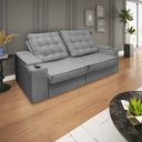 Ver imagem 3 de Sofá 2,30m Retrátil e Reclinável com Usb – Grande, Confortável e Moderno para Sala de Estar:cinza Gr