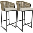 Ver imagem 1 de Kit 02 Banqueta Para Área Gourmet Cozinha Varanda Corda Náutica Sunset D04 Bege - Lyam Decor