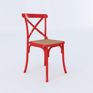 Cadeira Jantar Cross Katrina Vermelha Corano Bege Aço Vermelho