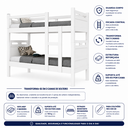 Ver imagem 3 de Cama Beliche Solteiro com 2 Colchões D23 Escada e Grade Proteção para Quarto Infantil e Juvenil:Bran