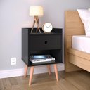 Ver imagem 2 de Kit Quarto Completo 2 Mesas Cabeceira Pequena Retrô Painel Suspenso Cama Box Casal Queen 1,60 - Rpm