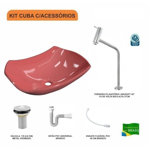 Kit Cuba L42 com Torneira Link 1062 Metal e Válvula 1" + Sifão PVC e Flexível - 3