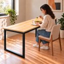 Ver imagem 3 de Mesa de Jantar Reforçada Industrial 190x60cm Tampo Bege Pés Preto